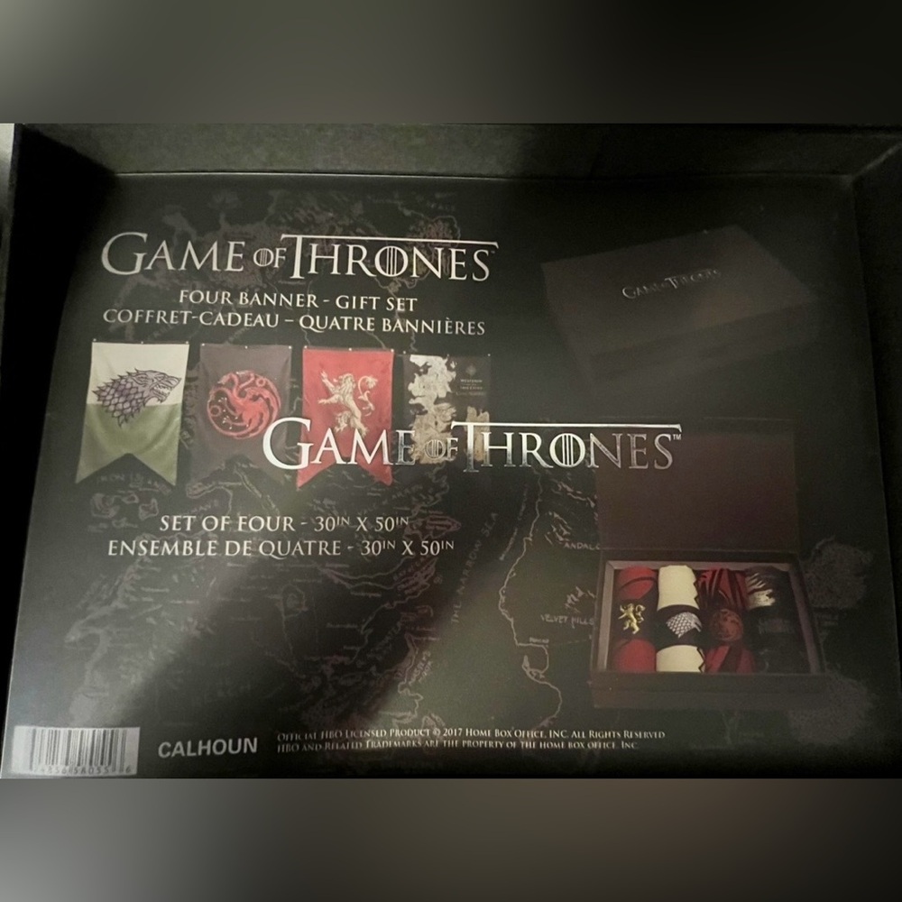 Game of Thrones House Sigils & Westeros Map Wall Banner Gift Set - Set of 4